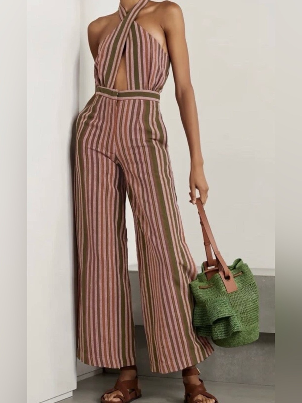 STUDIO 189 Women's Striped organic cotton halterneck jumpsuit size L